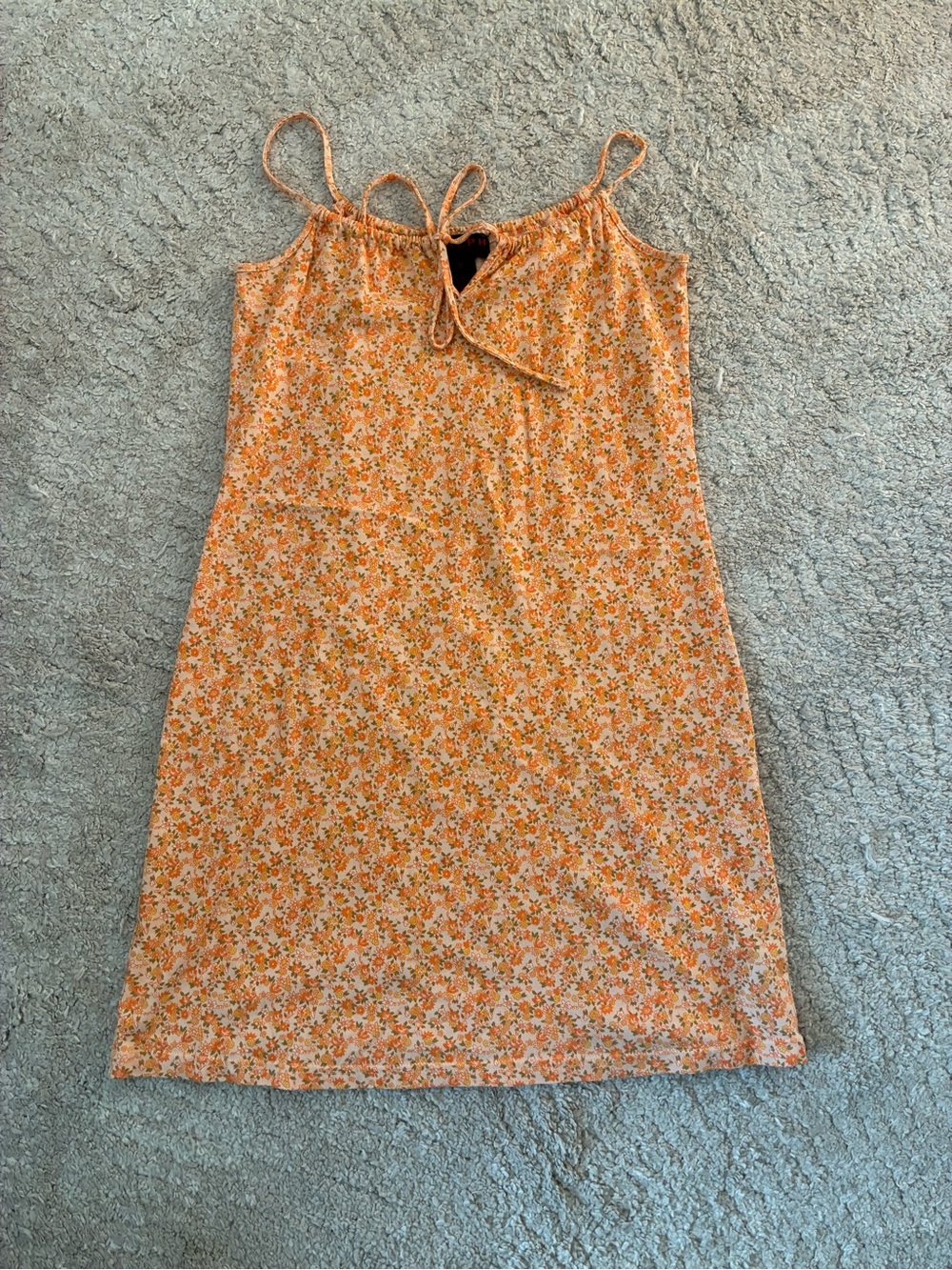 Vintage 90s RALPH Ralph Lauren Orange Ditsy Floral Cotton Mini Dress M